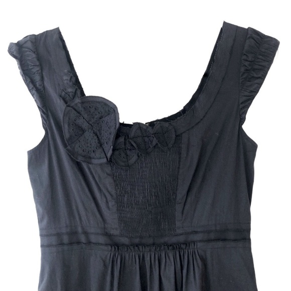 BCBGMAXAZRIA black cotton smocked sundress small - Picture 3 of 11